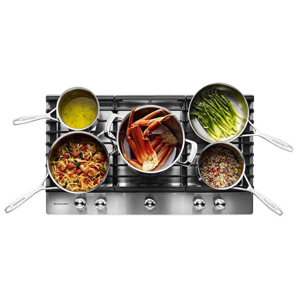 KitchenAid 36-inch Built-in Gas Cooktop with Griddle KCGS956ESS