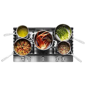 36 in. Gas Cooktop in Stainless Steel with 5 Burners Including a Professional Dual Tier Burner and a Simmer Burner