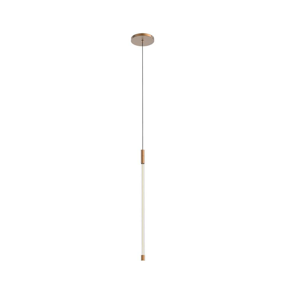 Brushed Gold Glass LED Pendant Light, 20.63" Height