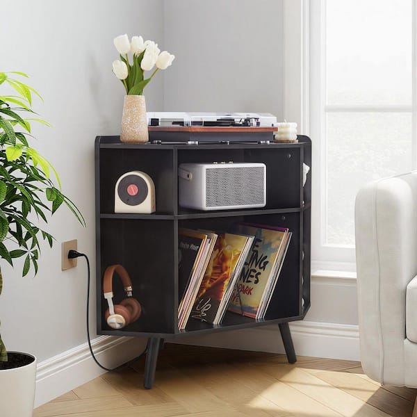 Black 31.49 in. H Storage 3-Layers Corner Cabinet with Right Angle