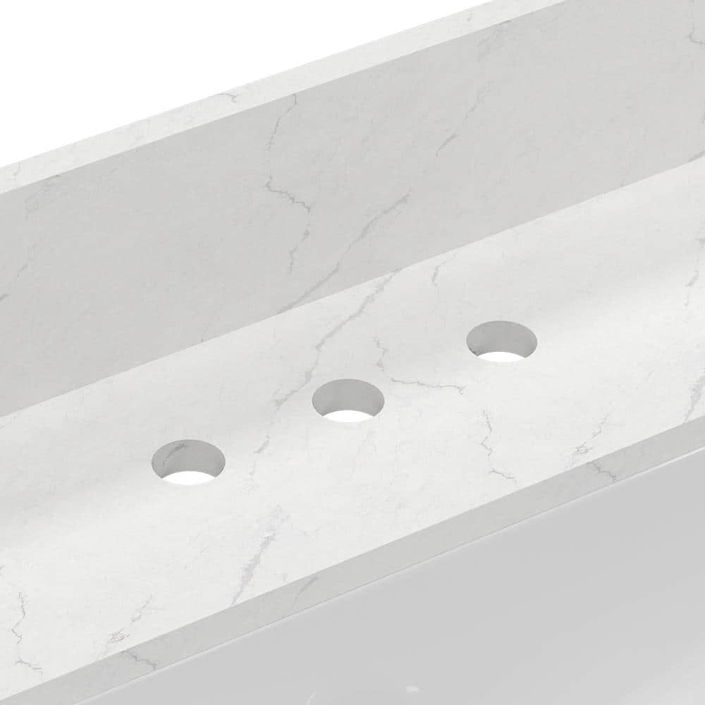 White Ceramic and Engineered Stone Bathroom Vanity Top with Sink