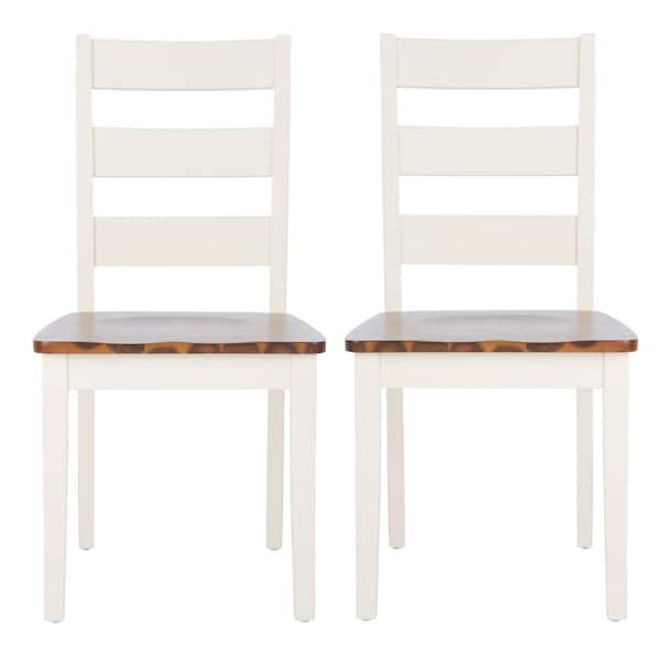 SAFAVIEH Silio White/Light Brown Ladder Back Dining Chair (Set of 2)