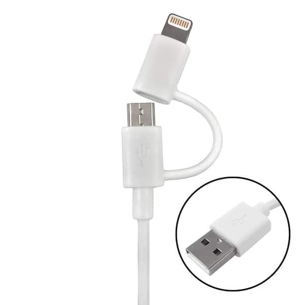 Zenith 3 ft. Micro USB Cable with Lightning 8-Pin Adapter, White