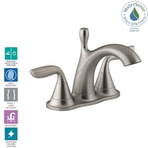 Williamette 4 in. Centerset 2-Handle 1.2 GPM Bathroom Faucet with Pop-Up Drain in Vibrant Brushed Nickel