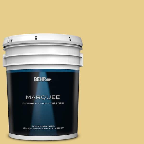 BEHR MARQUEE 5 gal. #T12-6 Lol Yellow Satin Enamel Exterior Paint & Primer