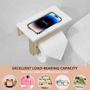 Marble Wall Mounted Single Post Toilet Paper Holder Non-Slip Tissue Roll Holder for Bathroom in Vibrant Brushed Gold