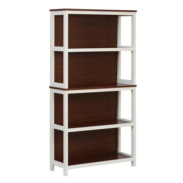 Luxen Home  in. White and Brown 4-Shelf Accent Bookcase WHIF1382 - The  Home Depot