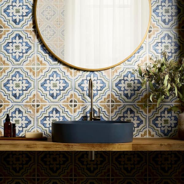 Sienna Terracotta Sol Multi-Color 8.85 in. x 8.85 in. Matte Porcelain Floor and Wall Tile (8.69 sq. ft./ Case)