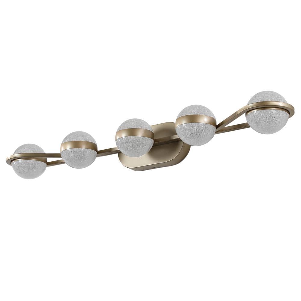 35 in. 5-Light Brushed Gold LED Vanity Light Dimmable Energy-Saving and Rust-Resistant price history on PriceWatchPro