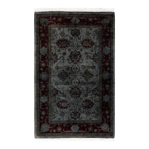 Gray 2 ft. 8 in. x 4 ft. 1 in. Fine Vibrance One-of-a-Kind Hand-Knotted Area Rug