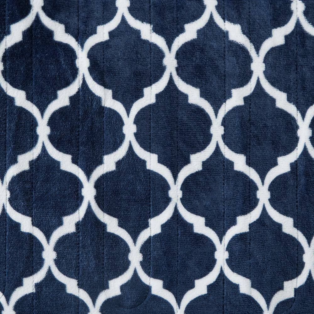 Indigo and White Oversized Plush Heated Throw Blanket 60x70"