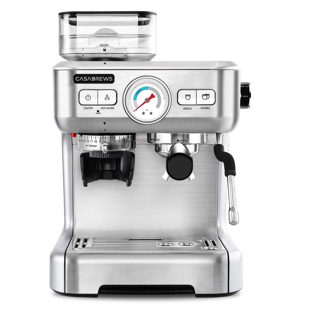 CM5700 2- Cup Silver/Brushed Stainless Steel All in One 20 Bar Espresso Machine with Grinder and Powerful Steam Wand