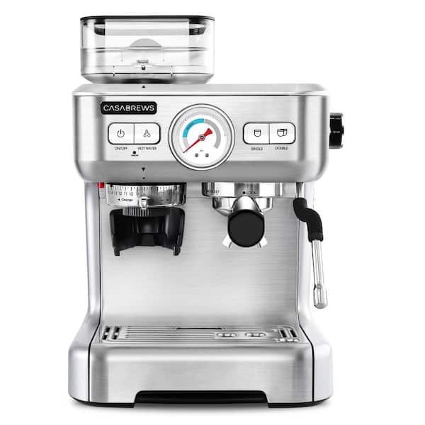 CASABREWS CM5700 2- Cup Silver/Brushed Stainless Steel All in One 20 Bar Espresso Machine with Grinder and Powerful Steam Wand