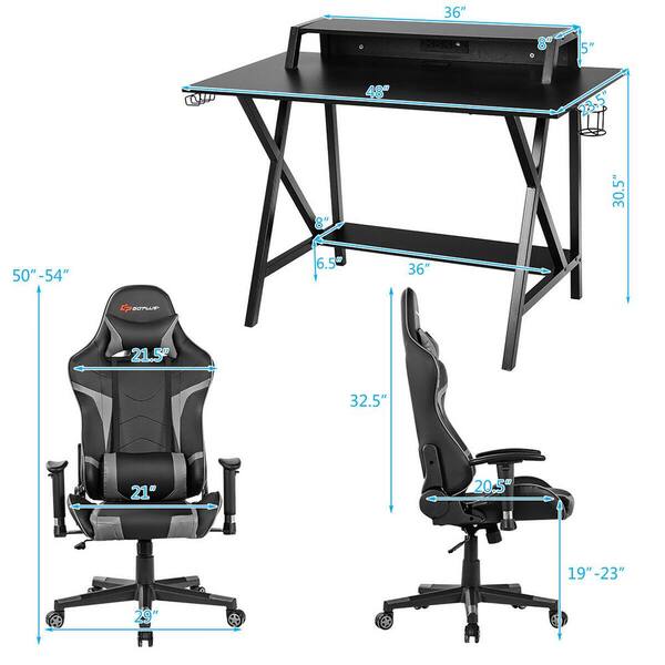 Costway 48in Rectangle Black Wood Computer Set QD-6B7W+QD Costway 48in Rectangle Black Wood Computer Set QD-6B7W+QD