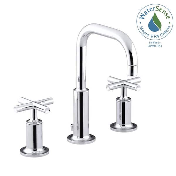 KOHLER Purist in. Widespread 2-Handle Bathroom Faucet in Polished Chrome K -14406-3-CP The Home Depot