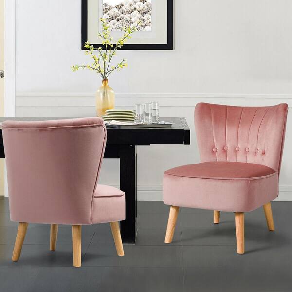 pink armless chair