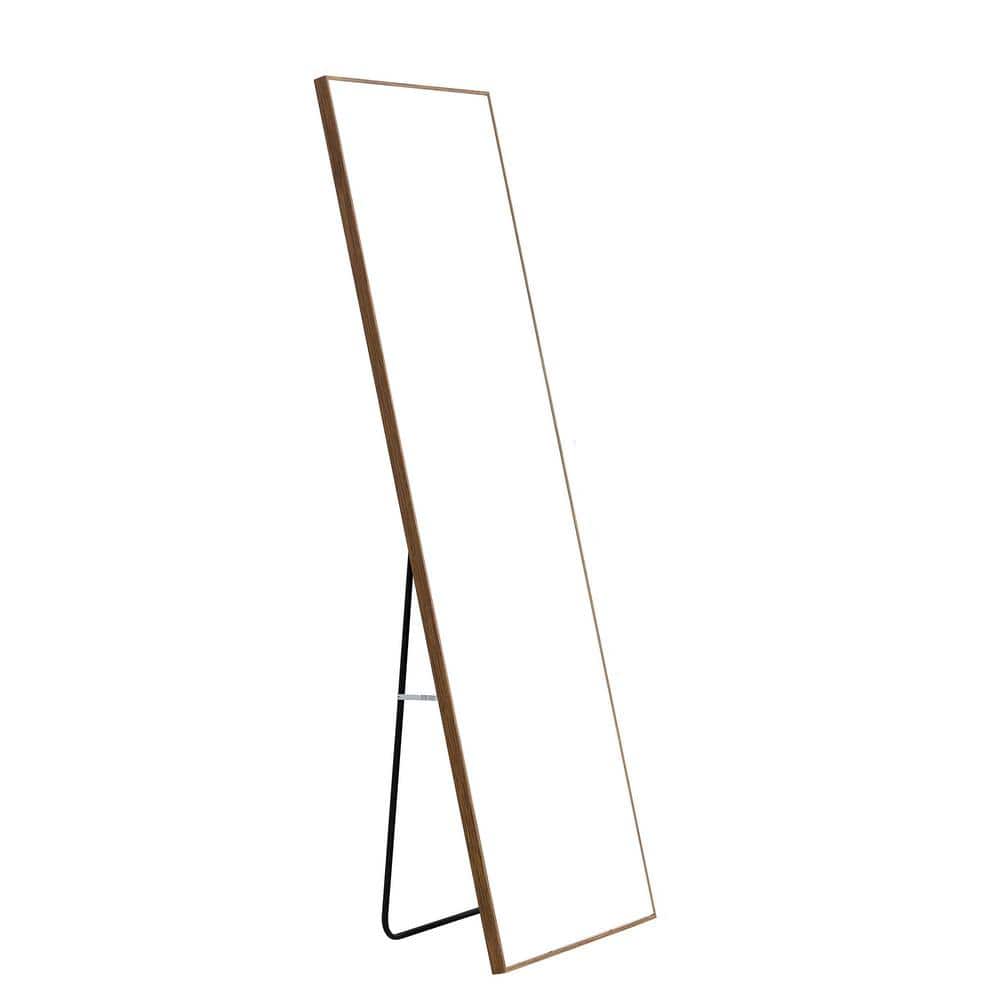 Brown 23 in. W x 65 in. H Rectangle Solid Wood Full Length Mirror, Floor Mi