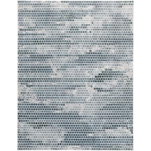 Blue and Gray 2 ft. x 3 ft. Polka Dots Area Rug