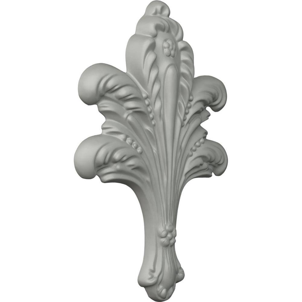 Primed White Urethane Leaf Scroll Onlay 8.75'' H x 6.25'' W