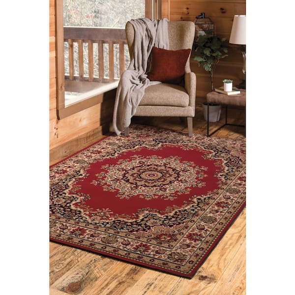 Floral Kerman Red 8 ft. x 11 ft. Indoor Area Rug