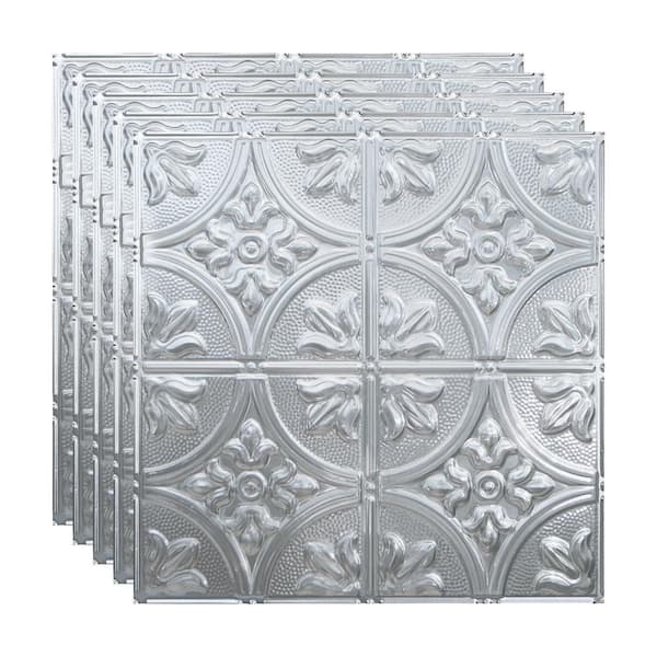 Fasade Traditional #2 2 ft. x 2 ft. Brushed Aluminum Lay-In Vinyl Ceiling Tile ( 20 sq.ft. )