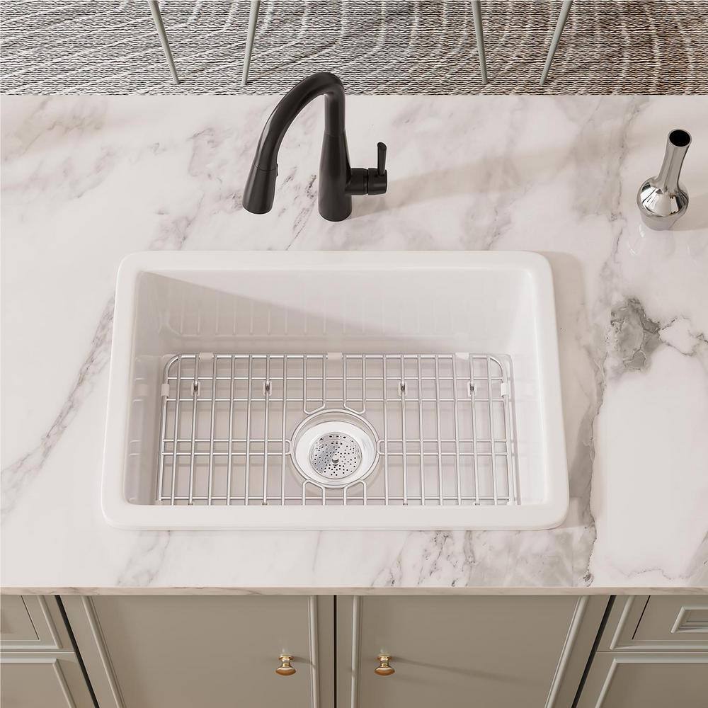 Oslo White Fireclay Single Bowl Drop-In Kitchen Sink