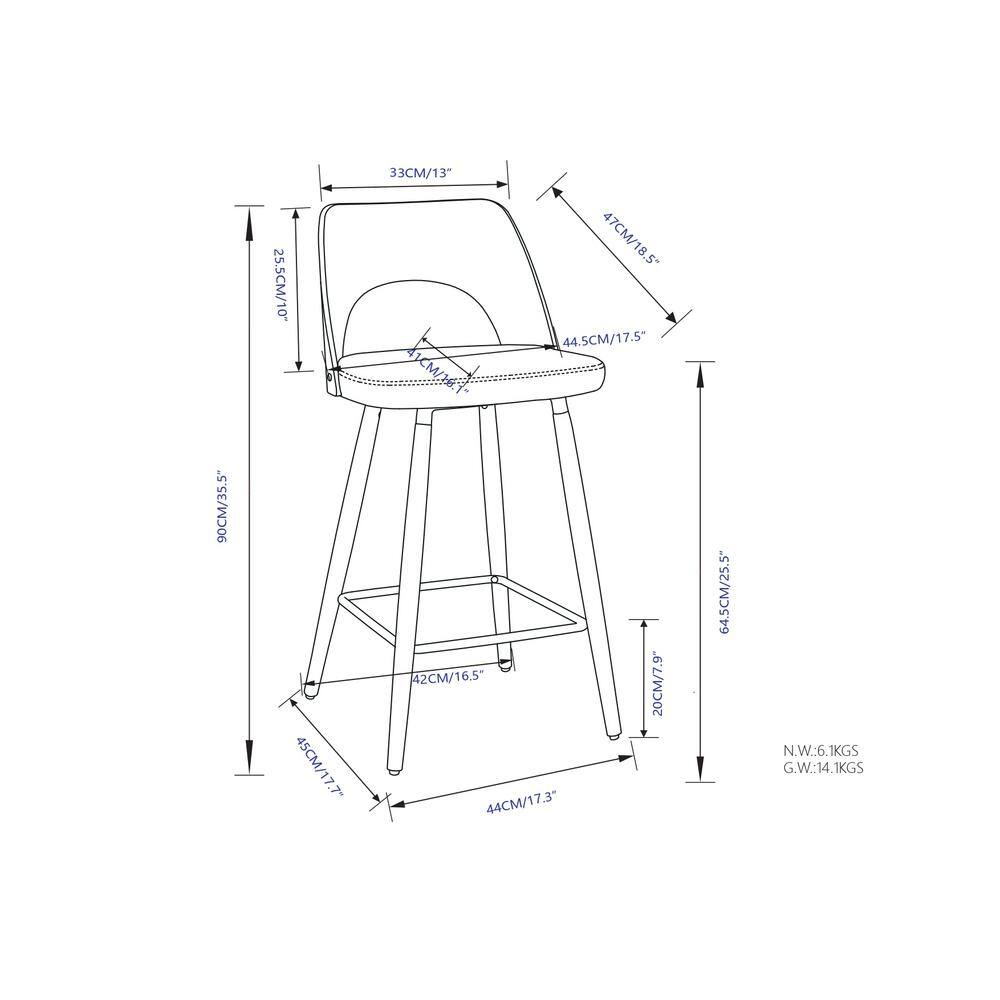 Micah Black Metal and Wood Counter Height Stool Set