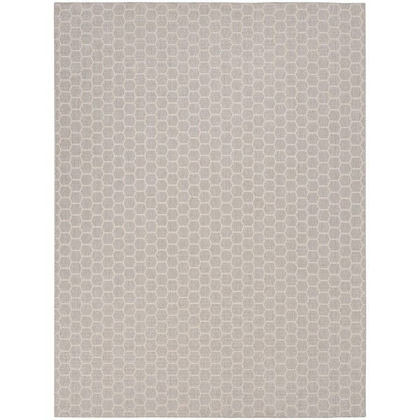 Nourison Reversible Indoor Outdoor Grey 8 ft. x 10 ft. Honeycomb Contemporary Area Rug
