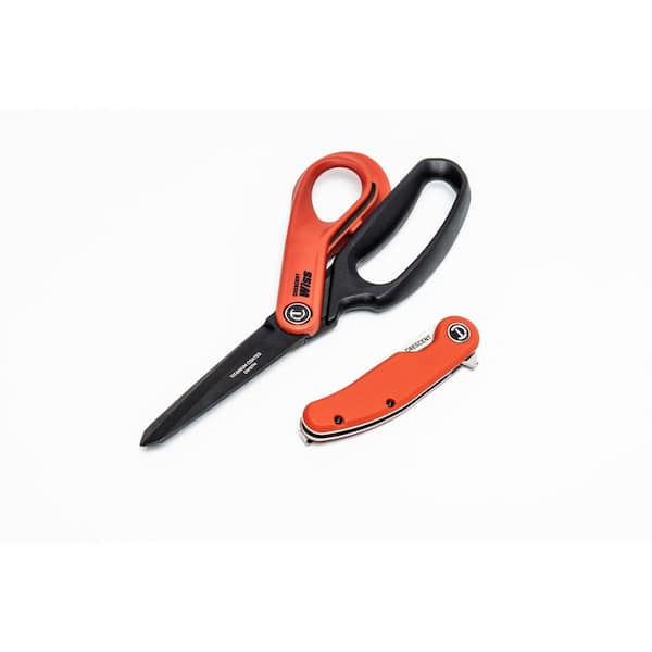 Wiss 10 in. Heavy Duty Titanium Coated Tradesmen Shears and 3.25 in. Steel  Drop Point Pocket Knife Set (2-Piece) CW10TM325CR - The Home Depot