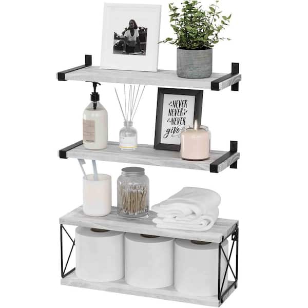 Unbranded 16.5 in. W x 6 in. D Wood Floating Decorative Wall Shelf Set of 4