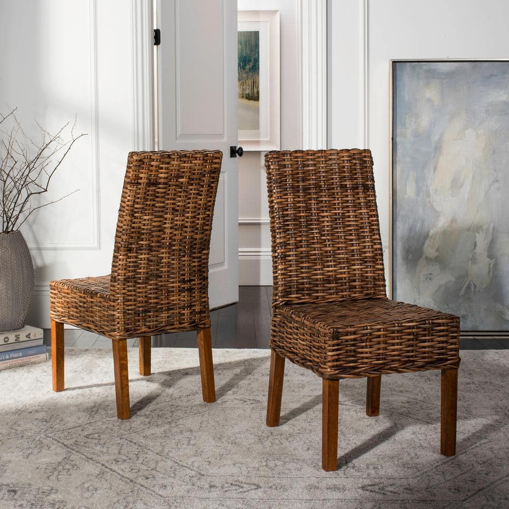 Sanibel High Back Brown Wood and Cane Side Chair