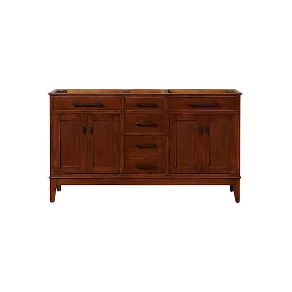 Madison 60 in. W x 21 in. D x 34 in. H Vanity Cabinet Only in Tobacco