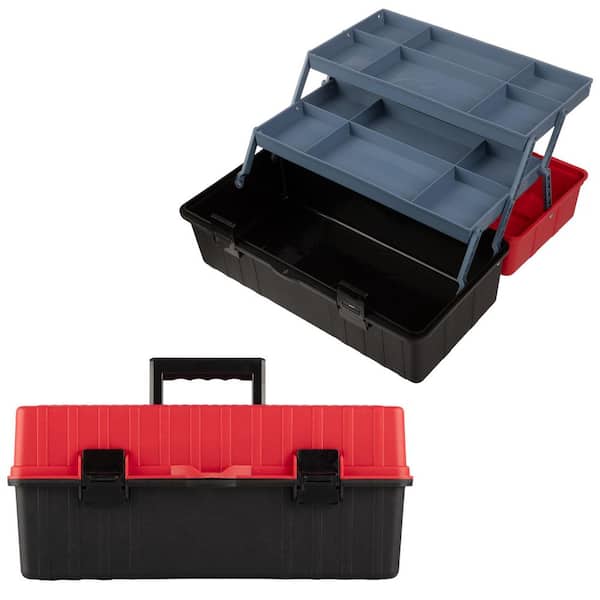 15. 94 in. L x 8.46 in. W Portable Tool Box Organizer Red