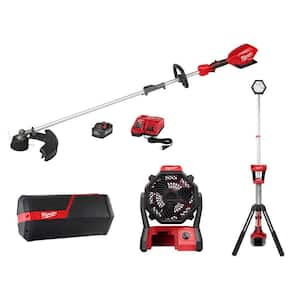 M18 FUEL 18 V Lithium Ion Brushless Cordless QUIK LOK String Trimmer 8.0Ah Kit, Radio, Fan & Light Combo Kit  4 Tool