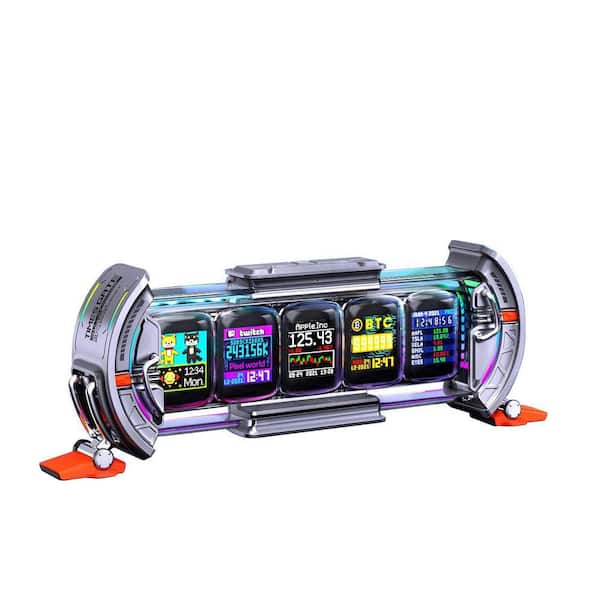 Silver Cyberpunk Gaming Setup Digital Alarm Clock, Personalized Financial & Bitcoin Dashboard for Gaming Room