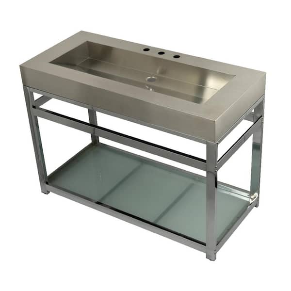 Kingston Brass 49 in. W Bath Vanity in Chrome with Stainless Steel