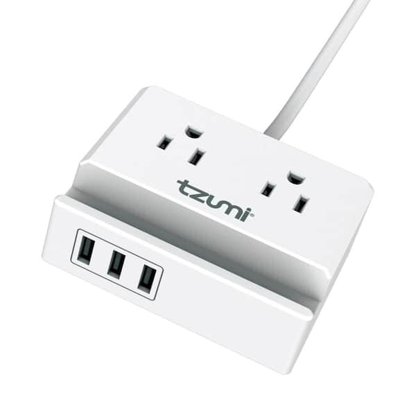 Power Dock 2-Outlet Multi-Port Surge Protector and Phone Stand