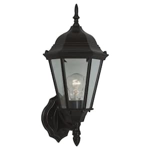 Bakersville 6.5 in. 1-Light Antique Bronze Traditional Outdoor Wall Lantern Sconce with Clear Beveled Glass Panels