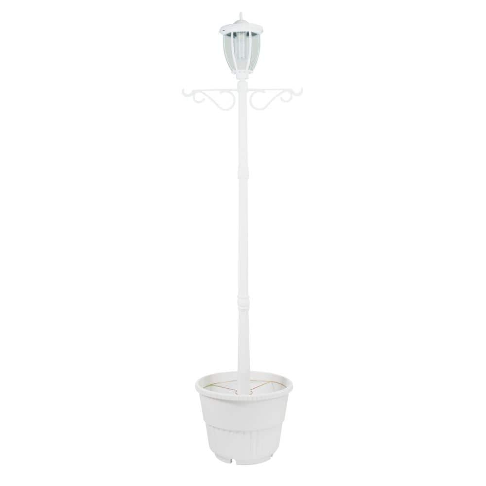SunRay Kenwick 1-Light Outdoor White Integrated LED Lamp Post and Planter  342065 The Home Depot