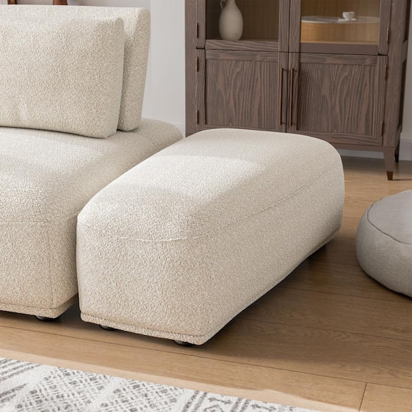 Furniture of America Fairwind 24 in. Armless Boucle Fabric Curved Modular Ottoman Sofa in Beige