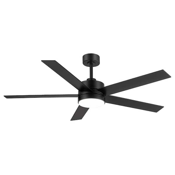Breezary Osborn 56 in. Indoor Black Ceiling Fan with Color-Changing LED Light, Reversible Blades and Remote Included