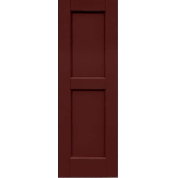 Winworks Wood Composite 12 in. x 36 in. Contemporary Flat Panel Shutters Pair #650 Board & Batten Red