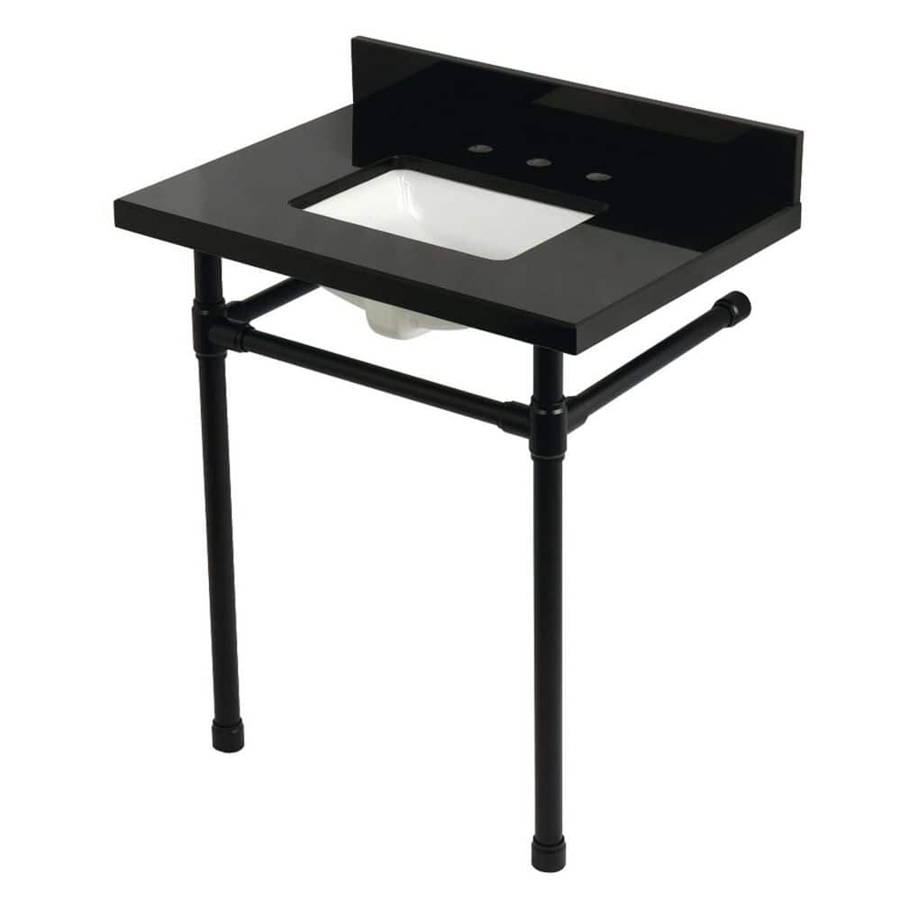 Dreyfuss 30 in. x 22 in. Console Sink Combo in Black Granite/Matte Black with Legs price history on PriceWatchPro