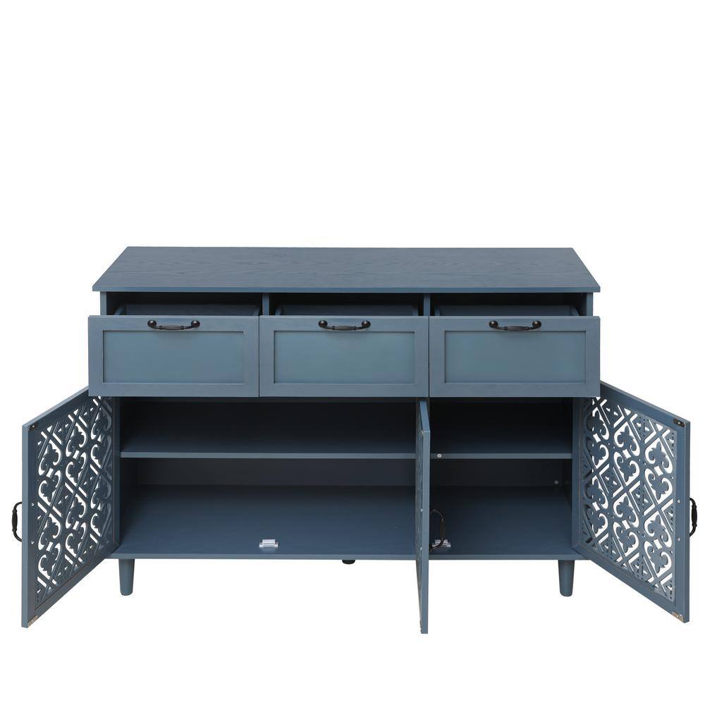 47.24 in. W x 15.75 in. D x 35.43 in. H Bathroom Blue Linen Cabinet