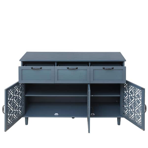Unbranded 47.24 in. W x 15.75 in. D x 35.43 in. H Bathroom Blue Linen Cabinet