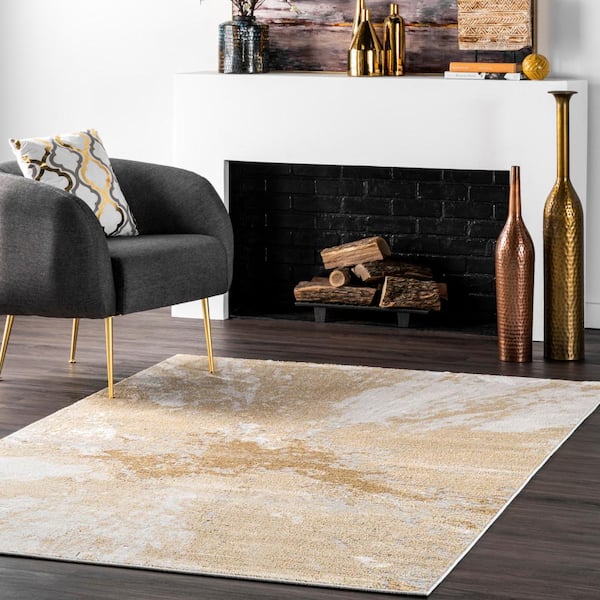 Cyn Contemporary Abstract Gold 13 ft. x 15 ft. Area Rug