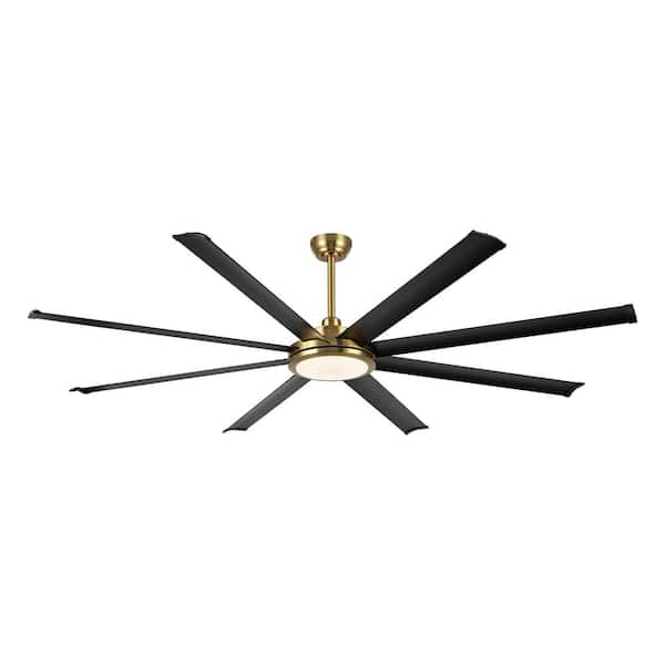 WINGBO 64 in. LED Indoor Black and Gold Ceiling Fan with Remote