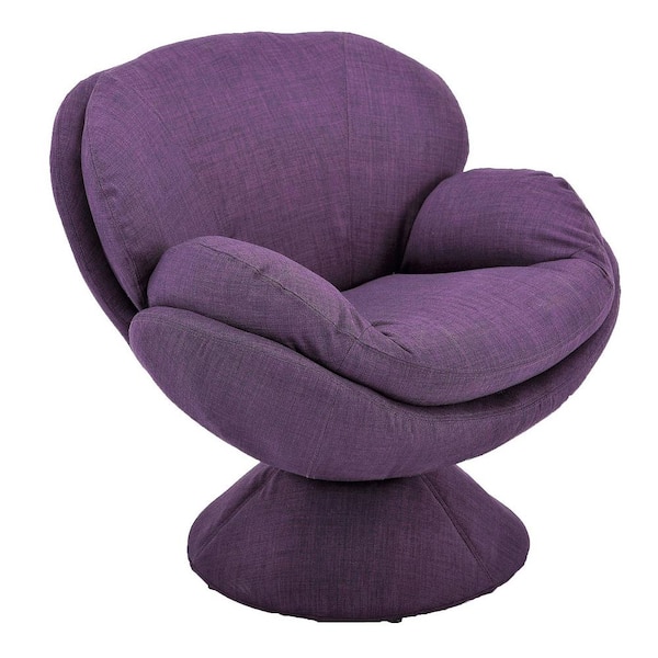 New Ridge Home Goods Comfy Purple Upholstered Swivel Scoop Chair