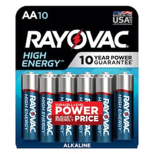 High Energy AA Batteries (10-Pack), Double A Alkaline Batteries