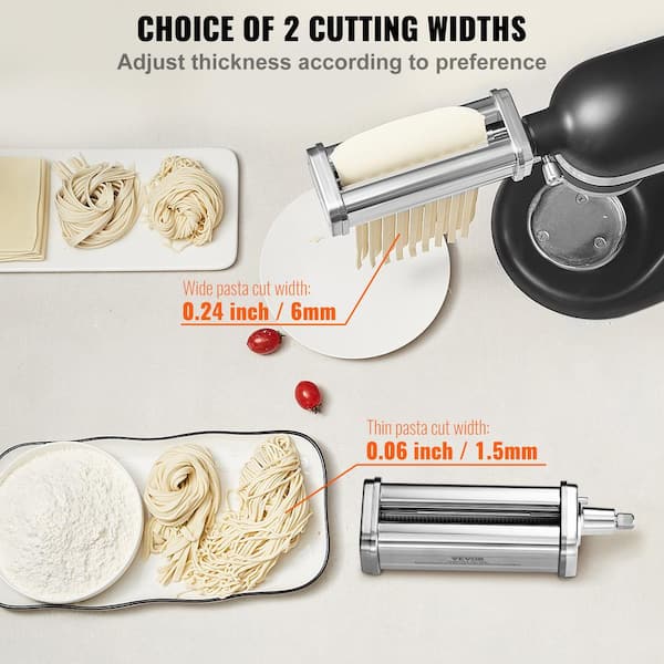 VEVOR Stainless Steel Pasta Roller Cutter Attachment KitchenAid Stand Mixer 8 Adjustable Thickness Knob Pasta Maker 3 Pieces YDLMGL3JT000SQV28V0 The Home Depot